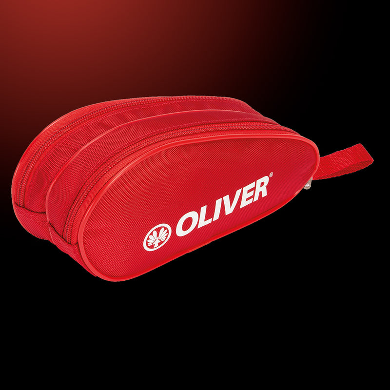 OLIVER Mäppchen mit zwei Reisverschlüssen in rot auf dunklem, roten Hintergrund