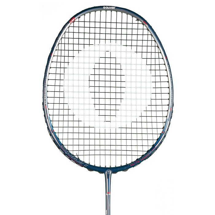 Oliver Badmintonschläger Modell Delta 10, blauer Schläger vor einem weißen Hintergrund