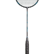 Oliver Badmintonschläger Modell Dual Tec Lite, schwarzer Schläger mit blauem Design und schwarzem Griff vor einem weißen Hintergrund