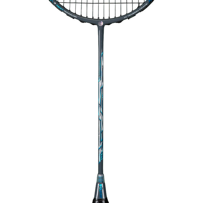 Oliver Badmintonschläger Modell Microtec 12, blau-schwarzer Schaft vor einem weißen Hintergrund