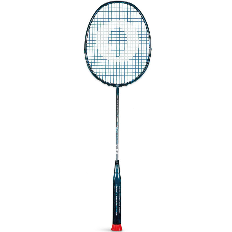 Oliver Badmintonschläger Modell Extreme 69, dunkelblauer Schläger mit dunkelblauem Griff vor einem weißen Hintergrund