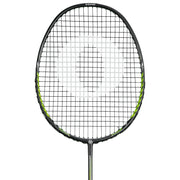 Oliver Badmintonschläger Modell Fetter Smash 6, schwarzer Schläger mit grünem Design vor einem weißen Hintergrund