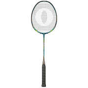 Oliver Badmintonschläger Modell Morph S10, blau-grüner Schläger mit schwarzem Griff vor einem weißen Hintergrund