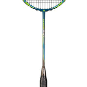 Oliver Badmintonschläger Modell Morph S10, blau-grüner Schläger mit schwarzem Griff vor einem weißen Hintergrund