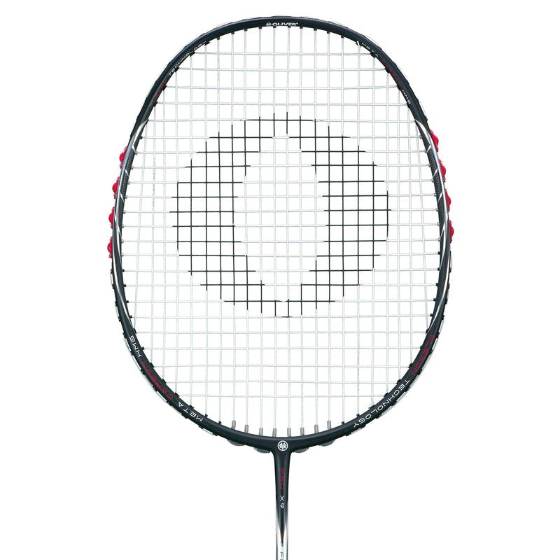 Oliver Badmintonschläger Modell Phantom X9, schwarz-weißer Schläger vor einem weißen Hintergrund