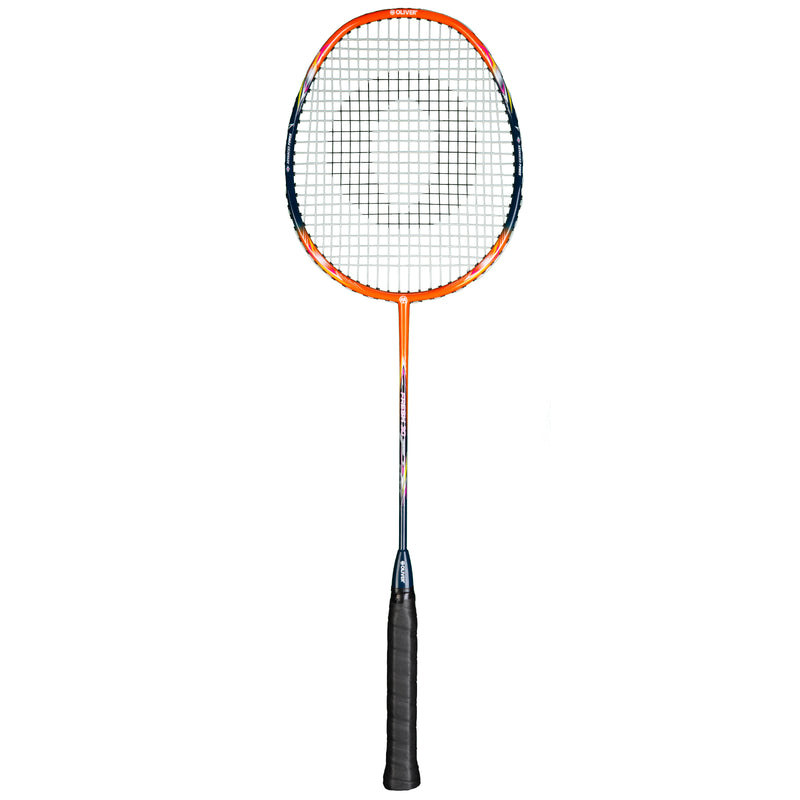 Oliver Badmintonschläger Set Fresh 30, orangener Schläger mit bunten Akzenten für Federball auf weißen Hintergrund