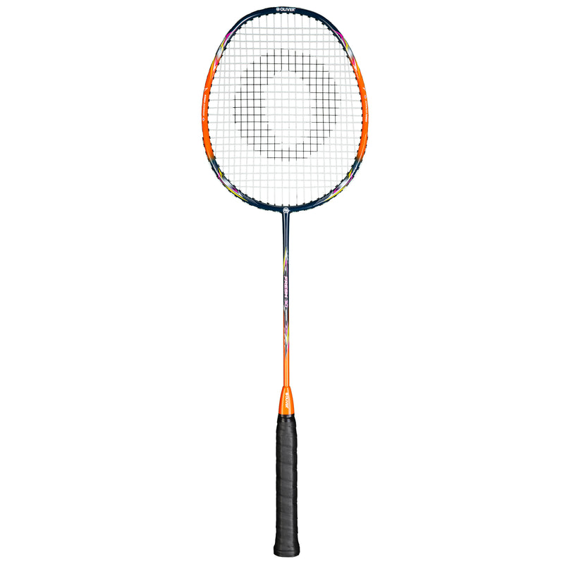 Oliver Badmintonschläger Set Fresh 30, orange-blauer Schläger mit bunten Akzenten für Federball auf weißem Hintergrund