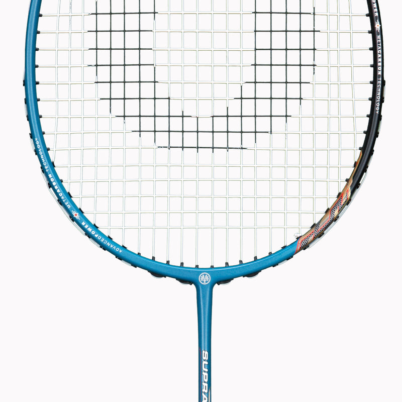 OLIVER Badmintonschläger Modell Supralight S6.2, Ausschnitt des Badmintonkopfs und Schafts vor einem weißen Hintergrund