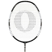 Oliver Badmintonschläger Modell T-50 Power Tour, silber-schwarzer Schläger vor weißen Hintergrund