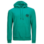 Grüner Hoodie mit Logo von OLIVER, Kapuze und Kängurutasche auf weißem Hintergrund