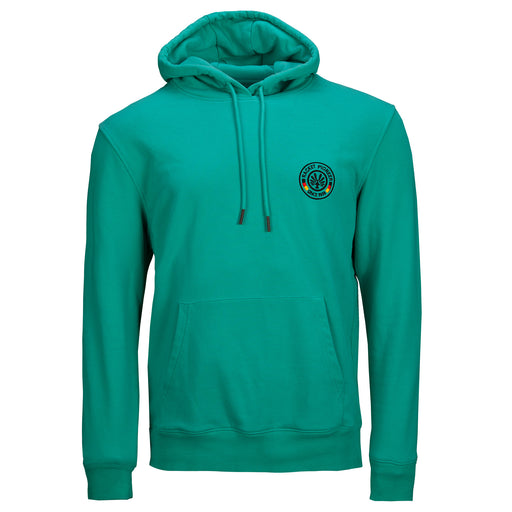 Grüner Hoodie mit Logo von OLIVER, Kapuze und Kängurutasche auf weißem Hintergrund
