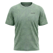 Olive-grünes, gemustertes Sport T-Shirt mit Logo von OLIVER auf weißem Hintergrund
