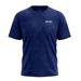 Marine-blaues, gemustertes Sport T-Shirt mit Logo von OLIVER auf weißem Hintergrund