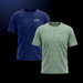 Marine-blaues und oliv-grünes, gemustertes Sport T-Shirt mit Logo von OLIVER auf dunklem Hintergrund