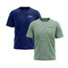 Marine-blaues und oliv-grünes, gemustertes Sport T-Shirt mit Logo von OLIVER auf weißem Hintergrund