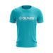 Sport T-Shirt in petrol mit großem,  weißem OLIVER Logo auf weißem Hintergrund