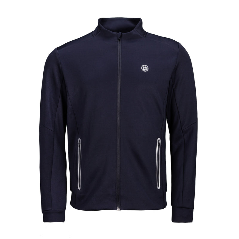 OLIVER Traingsjacke mit dezentem Logo  in marine-blau auf weißem Hintergrund