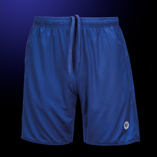 Blaue OLIVER Sportshorts mit Kordelzug und Logo, ideal für Sport und Freizeit