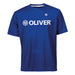 Blaues OLIVER Active T-Shirt mit weißem Logo, ideal für Sport und Freizeit, aus 100% Polyester