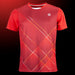 Rotes Herren-T-Shirt mit geometrischem Rautenmuster und OLIVER Logo auf der Brust