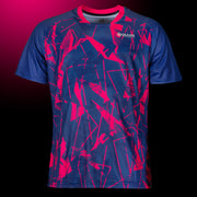 OLIVER Verona Herren-Shirt in blau-pink mit dezentem OLIVER-Logo auf dunklem, pinken Hintergrund