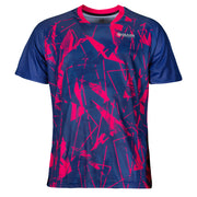 OLIVER Verona Herren-Shirt in blau-pink mit dezentem OLIVER-Logo auf weißem Hintergrund
