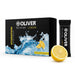Verpackung der OLIVER RE:HYDR Lemon Elektrolytepulver-Box mit 15 Sticks und einzelner schwarzer Stickpackung neben einer aufgeschnittenen Zitrone