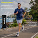 OLIVER RE:HYDR Lemon Elektrolytestick mit Läufer im Freien und Übersicht der Inhaltsstoffe Magnesium, Kalium, Natrium, Chlorid, Zink, Vitamin C, B12, Niacin und Pantothensäure