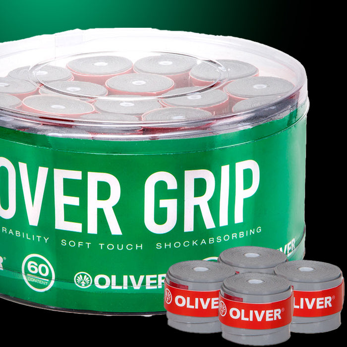 OLIVER Over Grip, grau, 60er Packung, langlebig, weich, stoßabsorbierend, ideal für Schlägergriffe