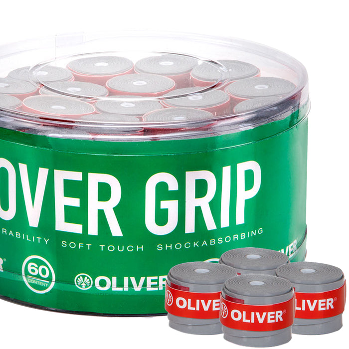 OLIVER Over Grip, grau, 60er Packung, langlebig, weich, stoßabsorbierend, ideal für Schlägergriffe