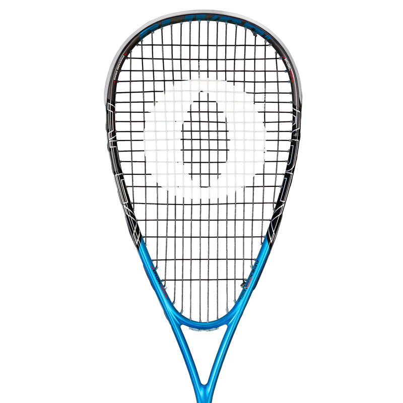 Oliver Squashschläger Modell Apex 720, blau/schwarzer Schläger vor einem weißen Hintergrund
