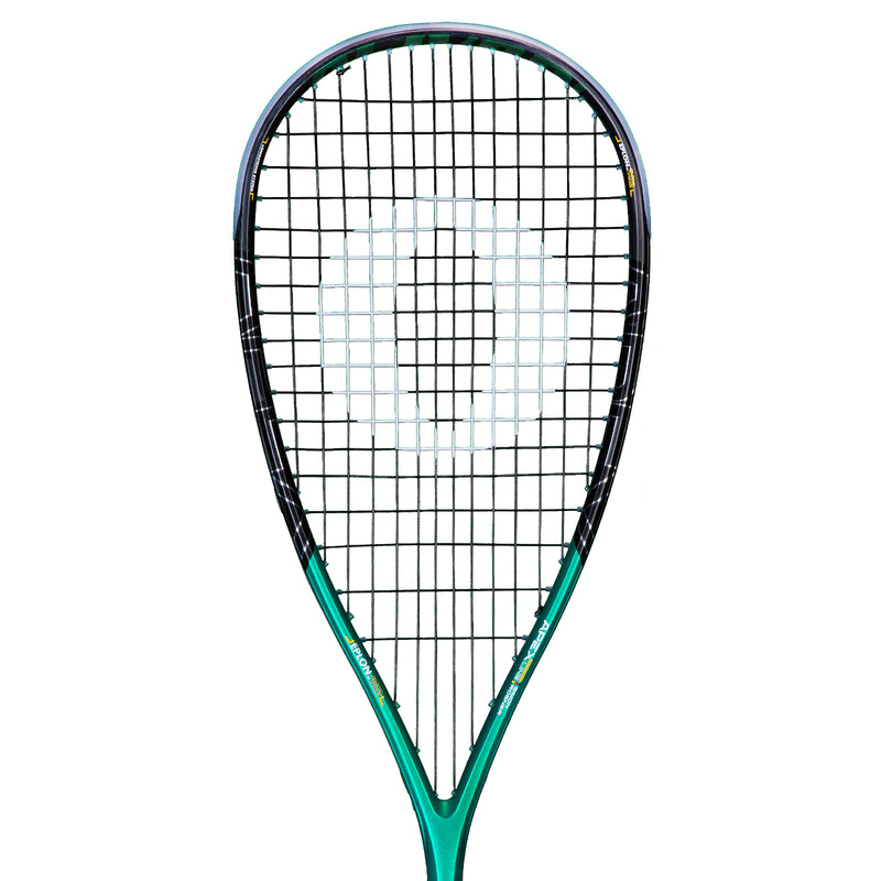 Oliver Squashschläger Modell Apex 920, mintgrüner Schläger vor einem weißen Hintergrund