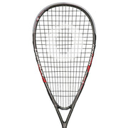Oliver Squashschläger Modell Dragon 3, schwarzer Schläger mit rotem und weißem Design vor einem weißen Hintergrund