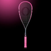 OLIVER Squashschläger Fuchsia, schwarz-pinker Squashschläger mit Griffband in pink auf dunklem Hintergrund
