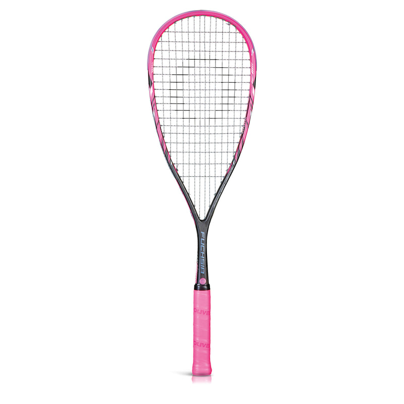 OLIVER Squashschläger Fuchsia, schwarz-pinker Squashschläger mit Griffband in pink auf weißem Hintergrund