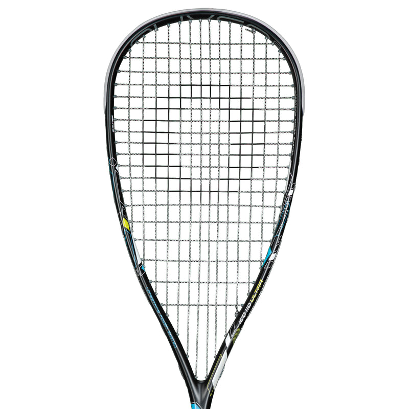 Oliver Squashschläger Modell ICQ 110 Ultra, schwarzer Schläger vor einem weißen Hintergrund