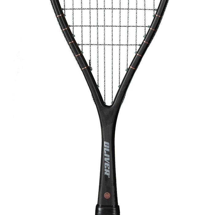 Oliver Squashschläger Modell Pure 7, schwarz-silberner Squashrahmen vor einem weißen Hintergrund