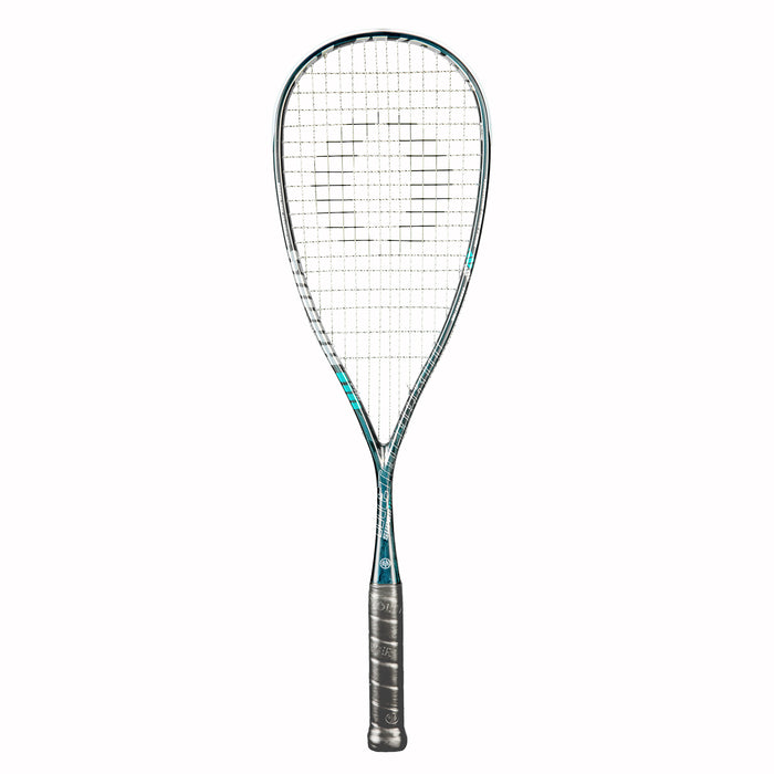 OLIVER Squashschläger Supra 110 Pro, Schläger mit blauen Akzenten auf weißem Hintergrund