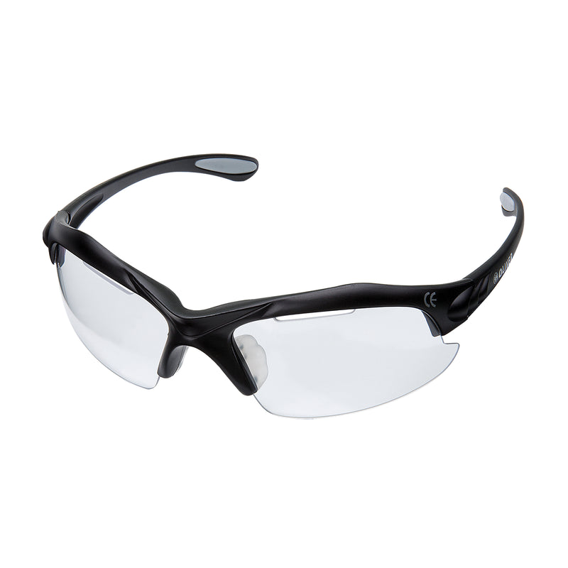Oliver Sport Brille, schwarzer Rahmen mit Oliver Schriftzug und durchsichtigen Gläsern 