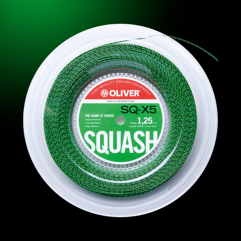 Grün-schwarze Oliver Squashsaite als Rolle vor einem dunklen grünen Hintergrund