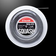 Grau-schwarze Oliver Squashsaite als Rolle vor einem dunklen grauen Hintergrund