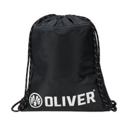 Schwarzer OLIVER Gym-Sack mit weißem Logo und Kordelzug, ideal für den Transport von Sportausrüstung