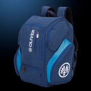Blauer XL-Rucksack von OLIVER mit Fächern für Schläger und Schuhe, ideal für Badminton-, Squash- und Padel-Ausrüstung