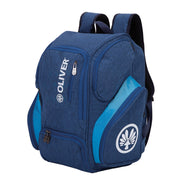 Blauer XL-Rucksack von OLIVER mit Fächern für Schläger und Schuhe, ideal für Badminton-, Squash- und Padel-Ausrüstung