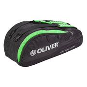Schwarze OLIVER Top Pro Line Schlägertasche mit grünen Akzenten, ideal für Badminton- und Squash-Ausrüstung