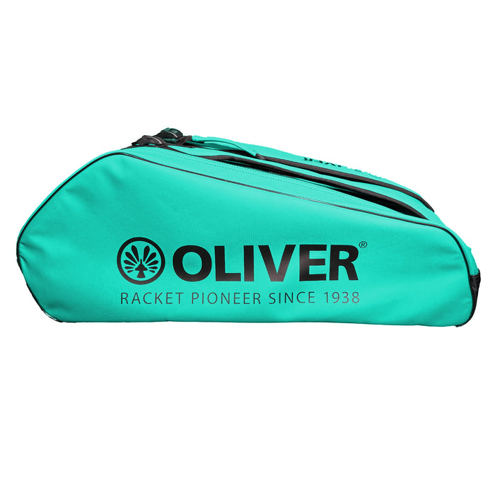 OLIVER RACKETBAG TOP PRO Extend in türkisgrün mit OLIVER Logo auf weißem Hintergrund. 