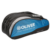 Blau-graue OLIVER Top Pro Line Schlägertasche mit schwarzen und hellblauen Akzenten, ideal für Badminton- und Squash-Ausrüstung