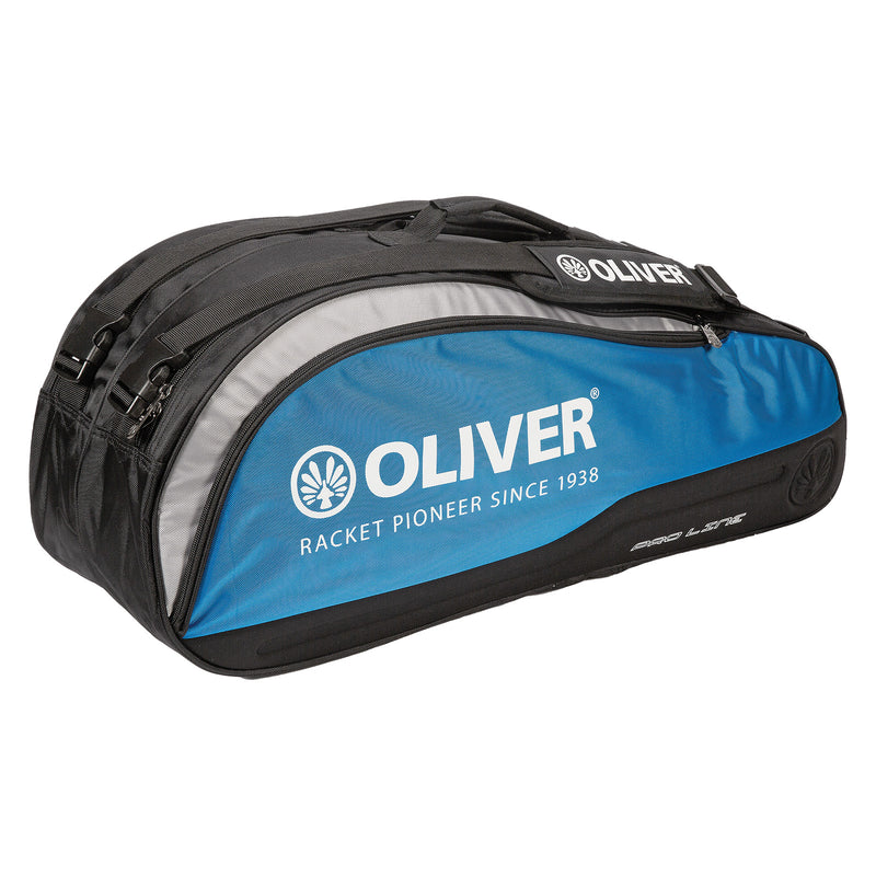 Blau-graue OLIVER Top Pro Line Schlägertasche mit schwarzen und hellblauen Akzenten, ideal für Badminton- und Squash-Ausrüstung